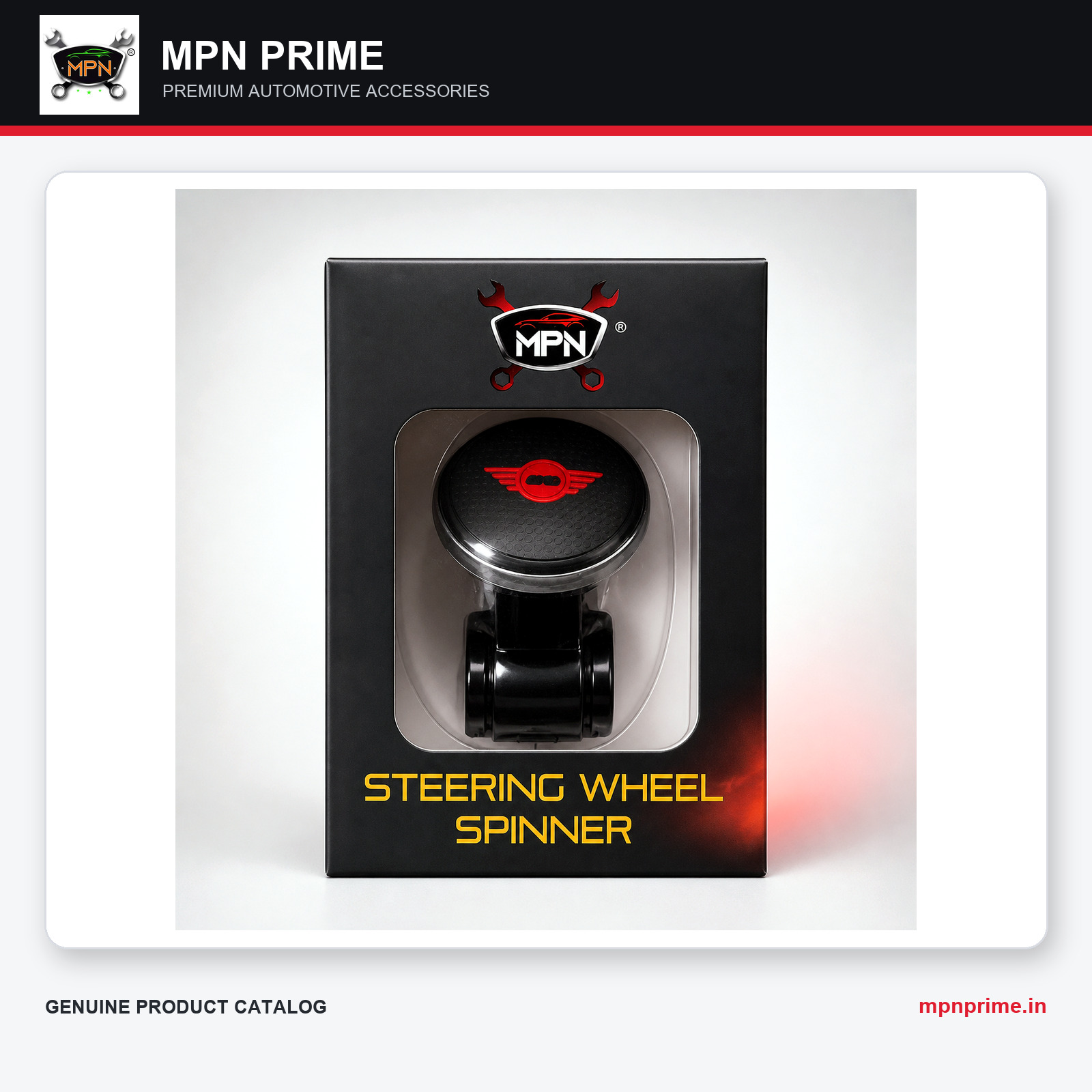 Red Accent Steering Wheel Spinner photo 1