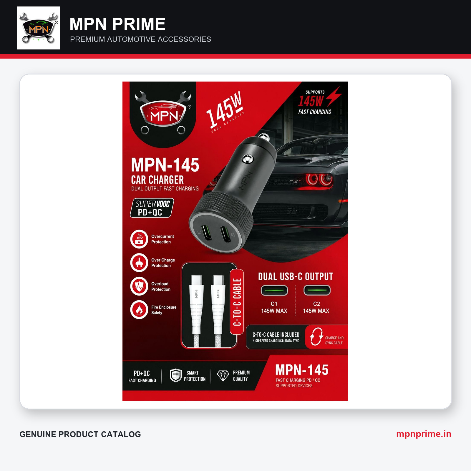 MPN-145 145W Dual USB Car Charger enlarged product image