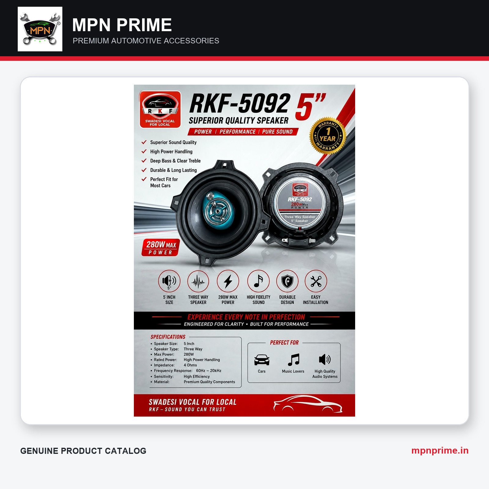 RKF-5092 5-Inch 280W Speakers enlarged product image
