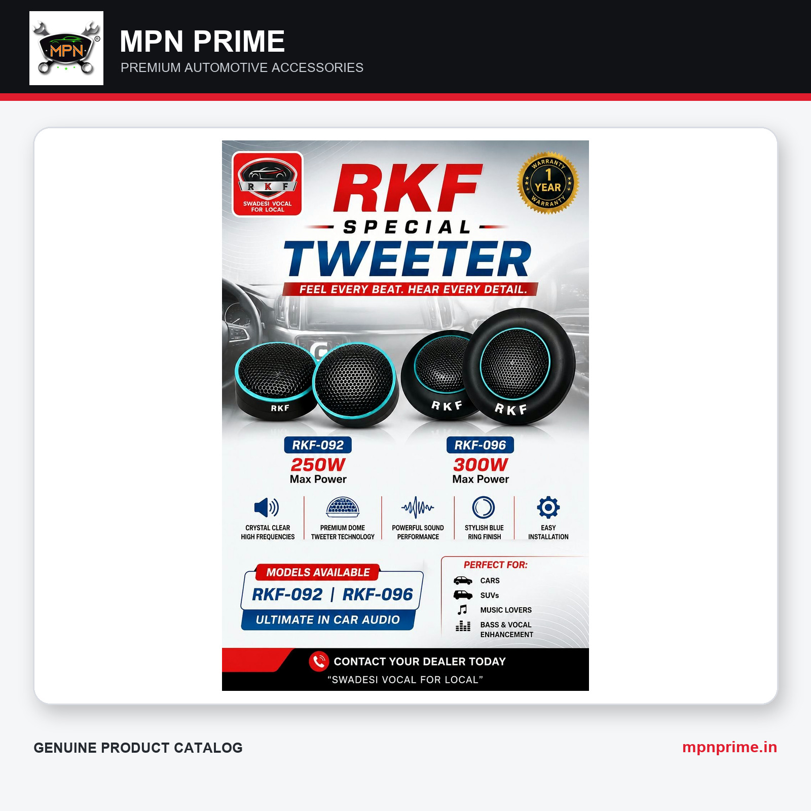RKF Dome Tweeter Range RKF-092 and RKF-096 enlarged product image