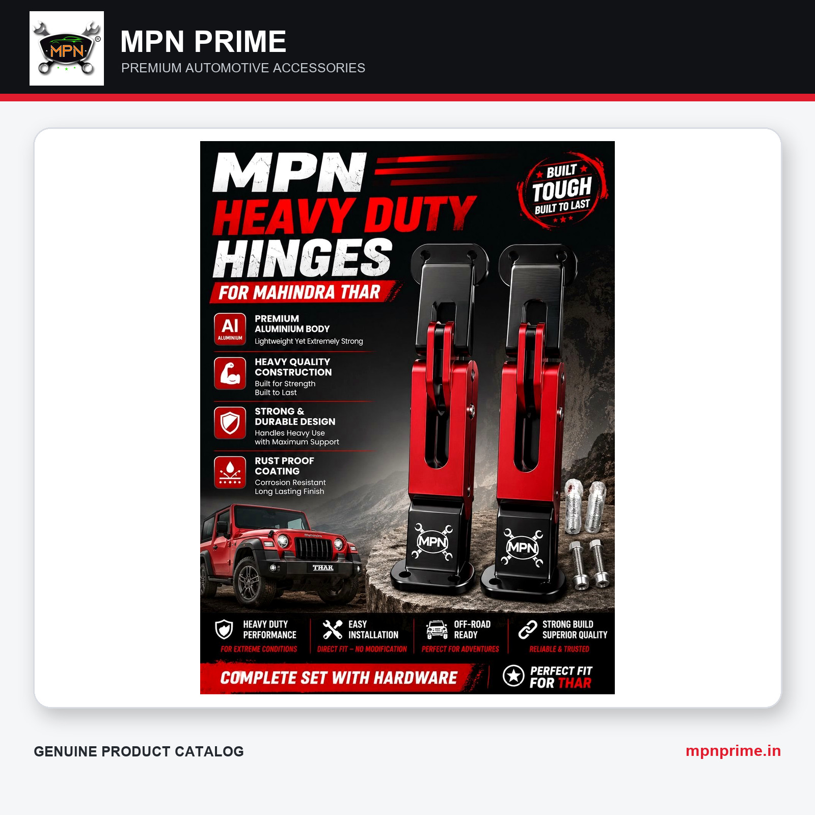MPN Heavy Duty Bonnet Hinges enlarged product image
