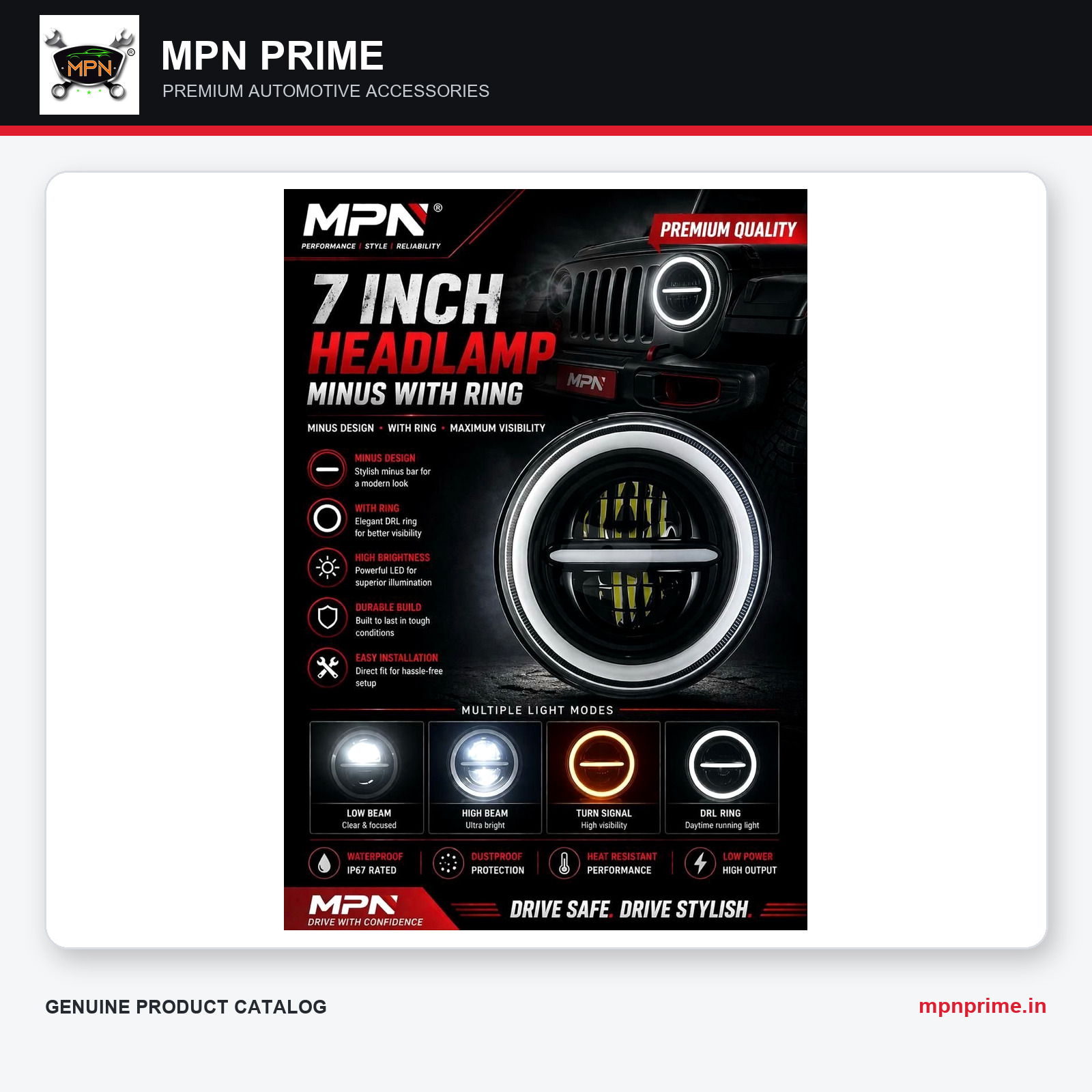 MPN 7-Inch Minus LED Headlamp With Ring enlarged product image