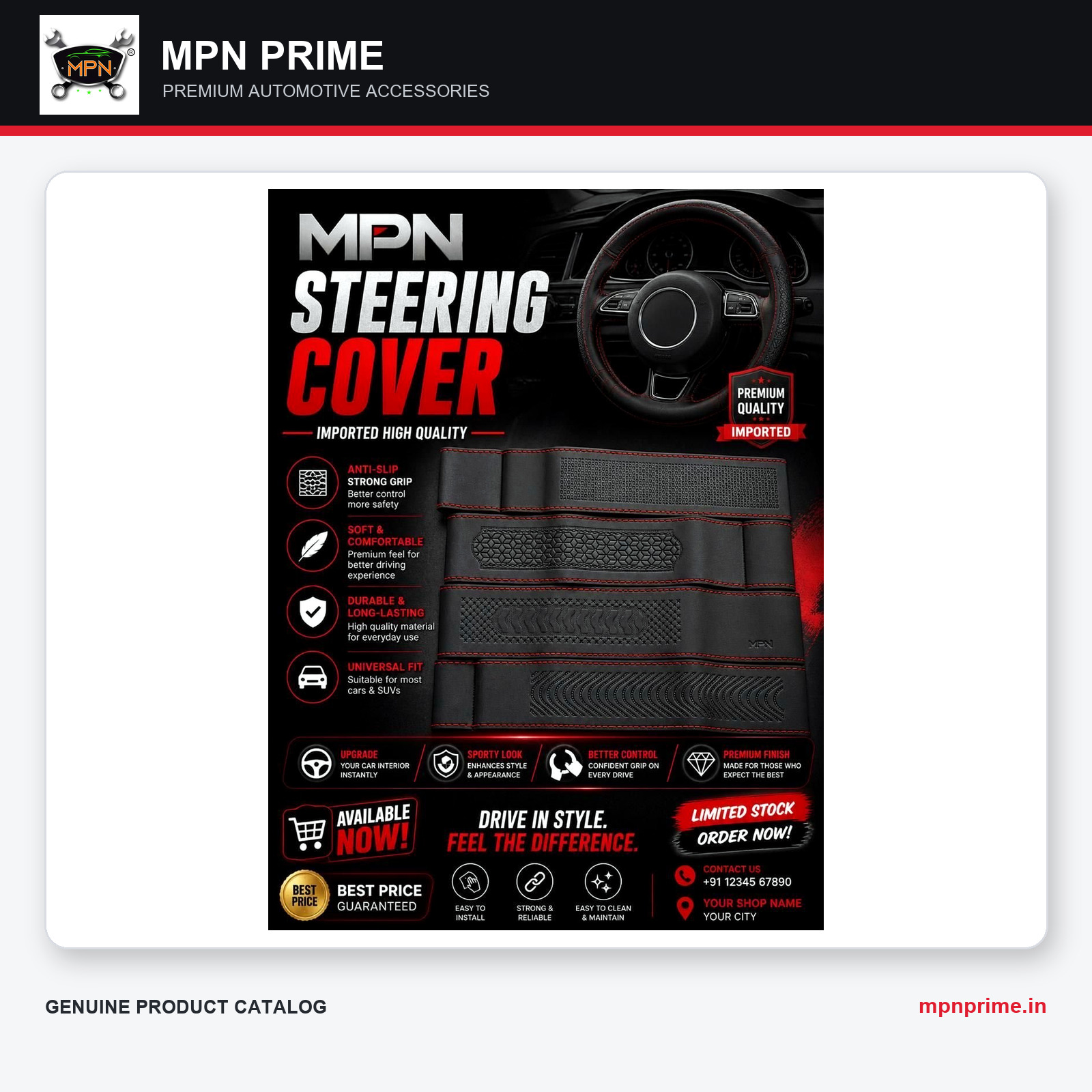 MPN Premium Steering Wheel Cover enlarged product image