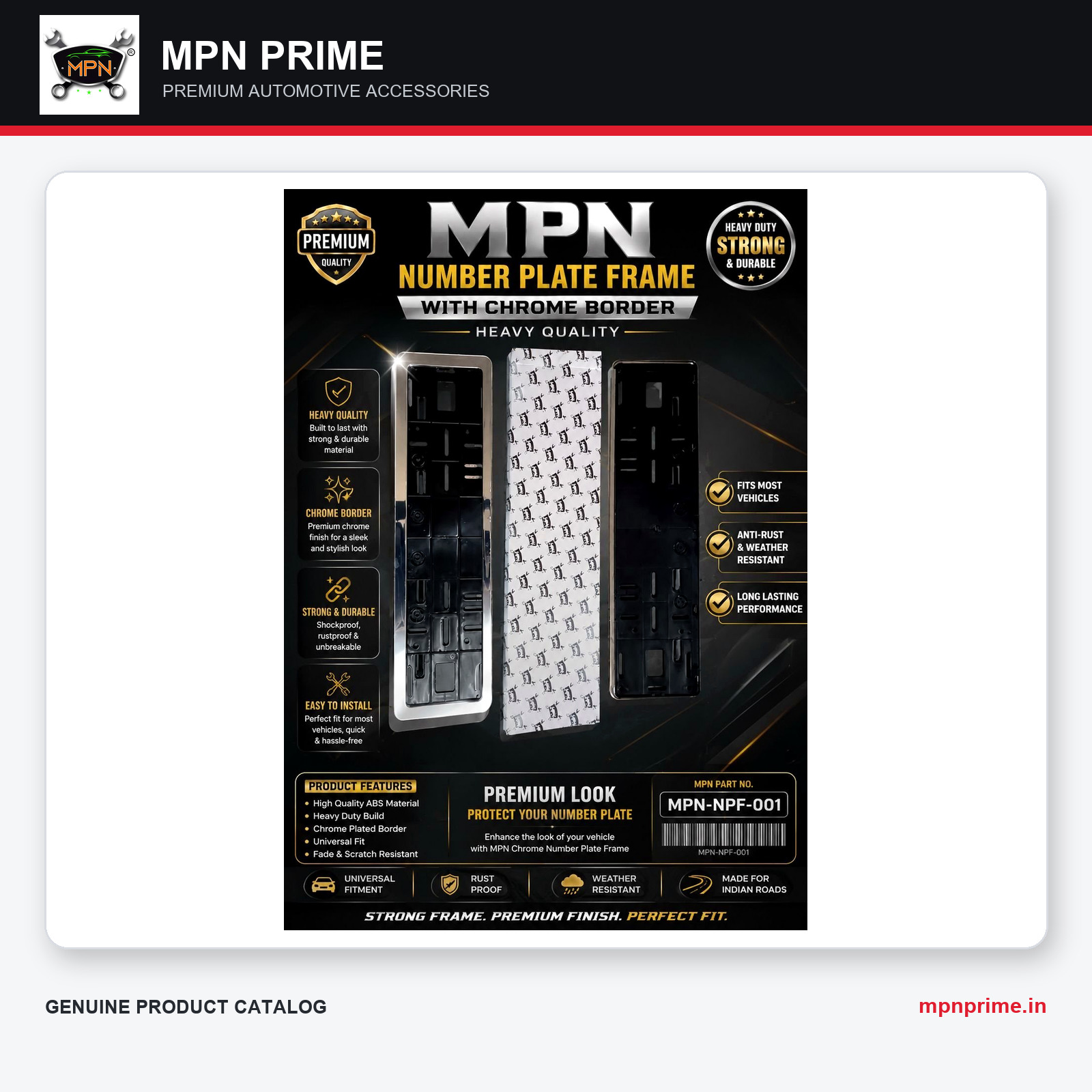 MPN Number Plate Frame with Chrome Border photo 1
