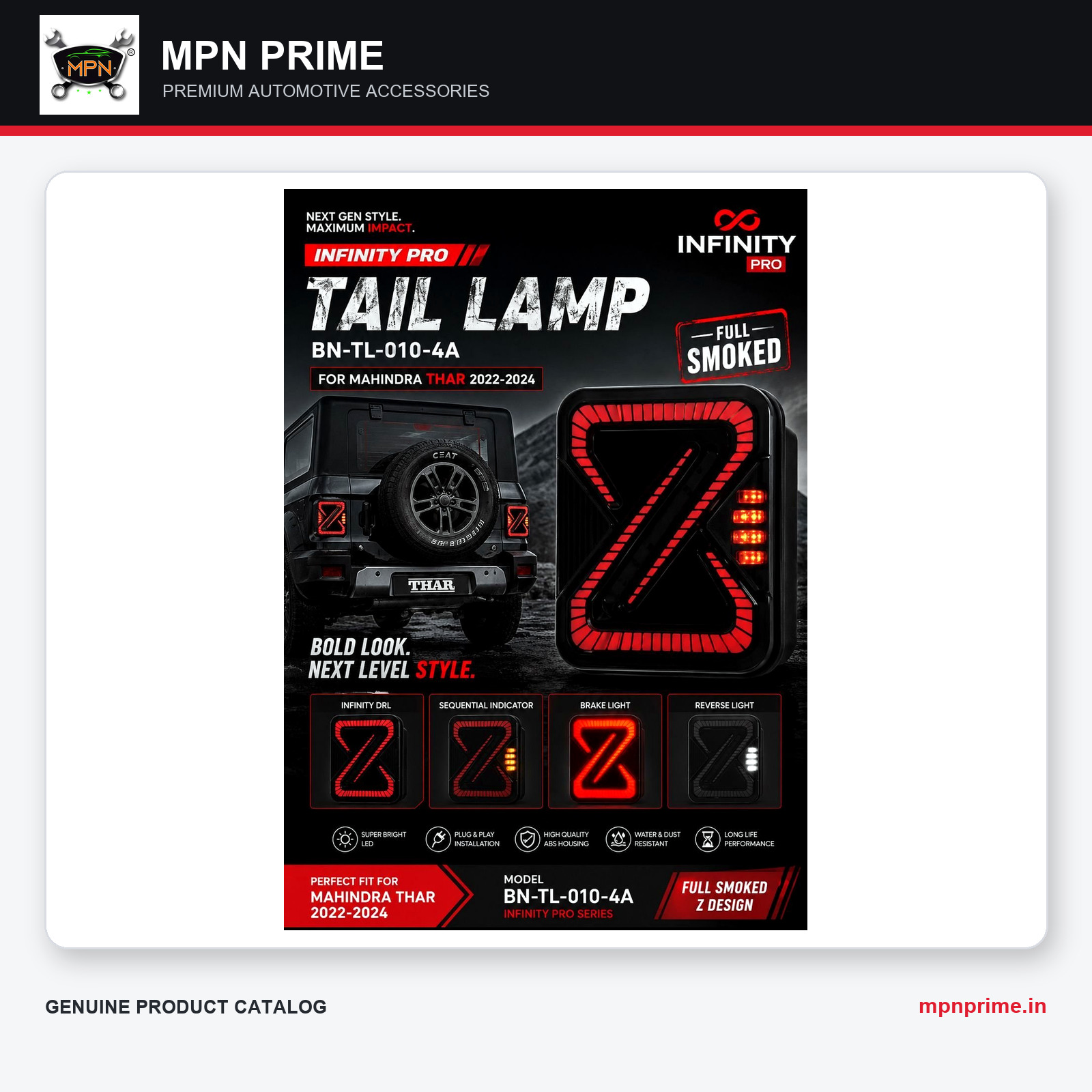 Infinity Pro II Smoked Tail Lamp BN-TL-010-4A photo 1
