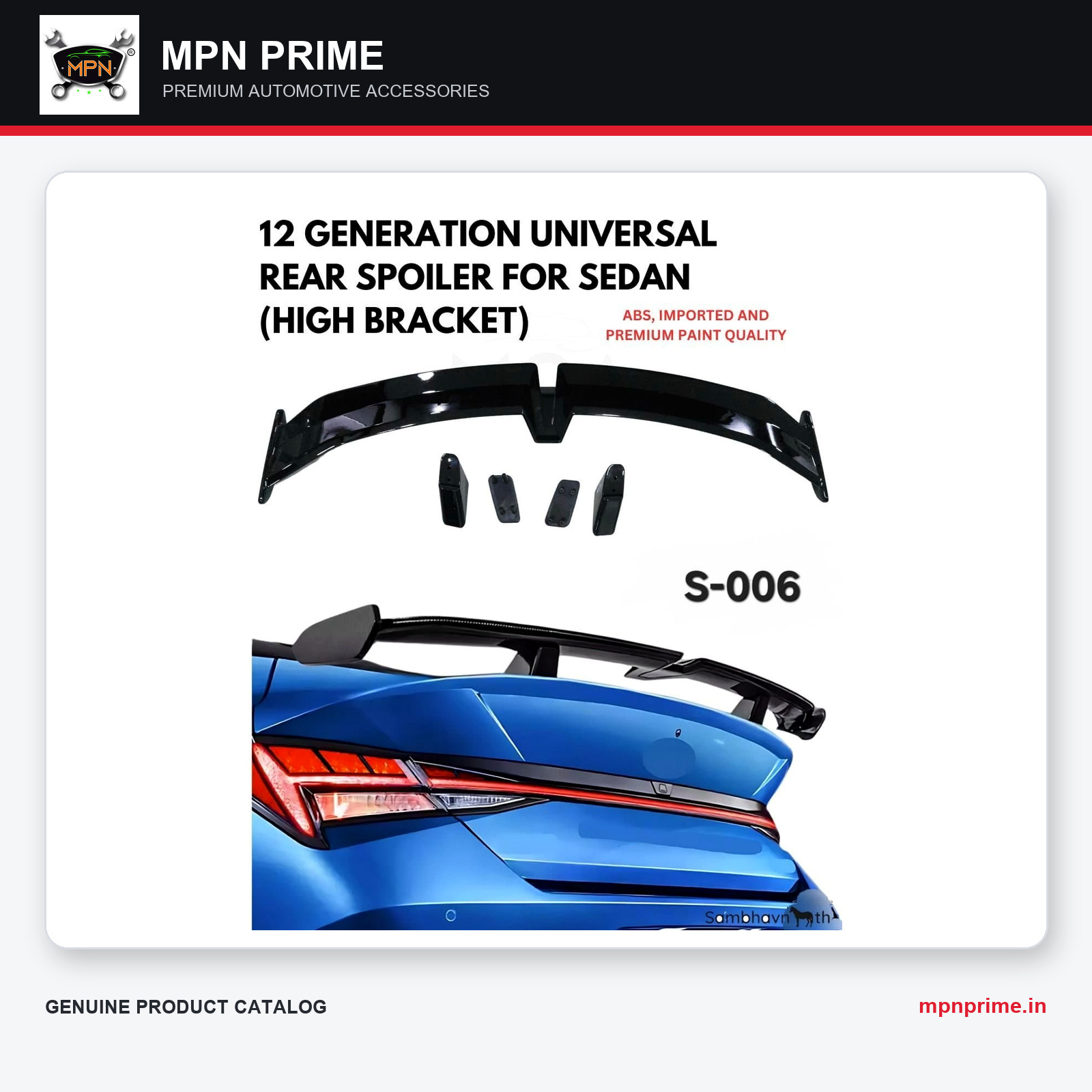 S-006 Universal Rear Spoiler for Sedan enlarged product image