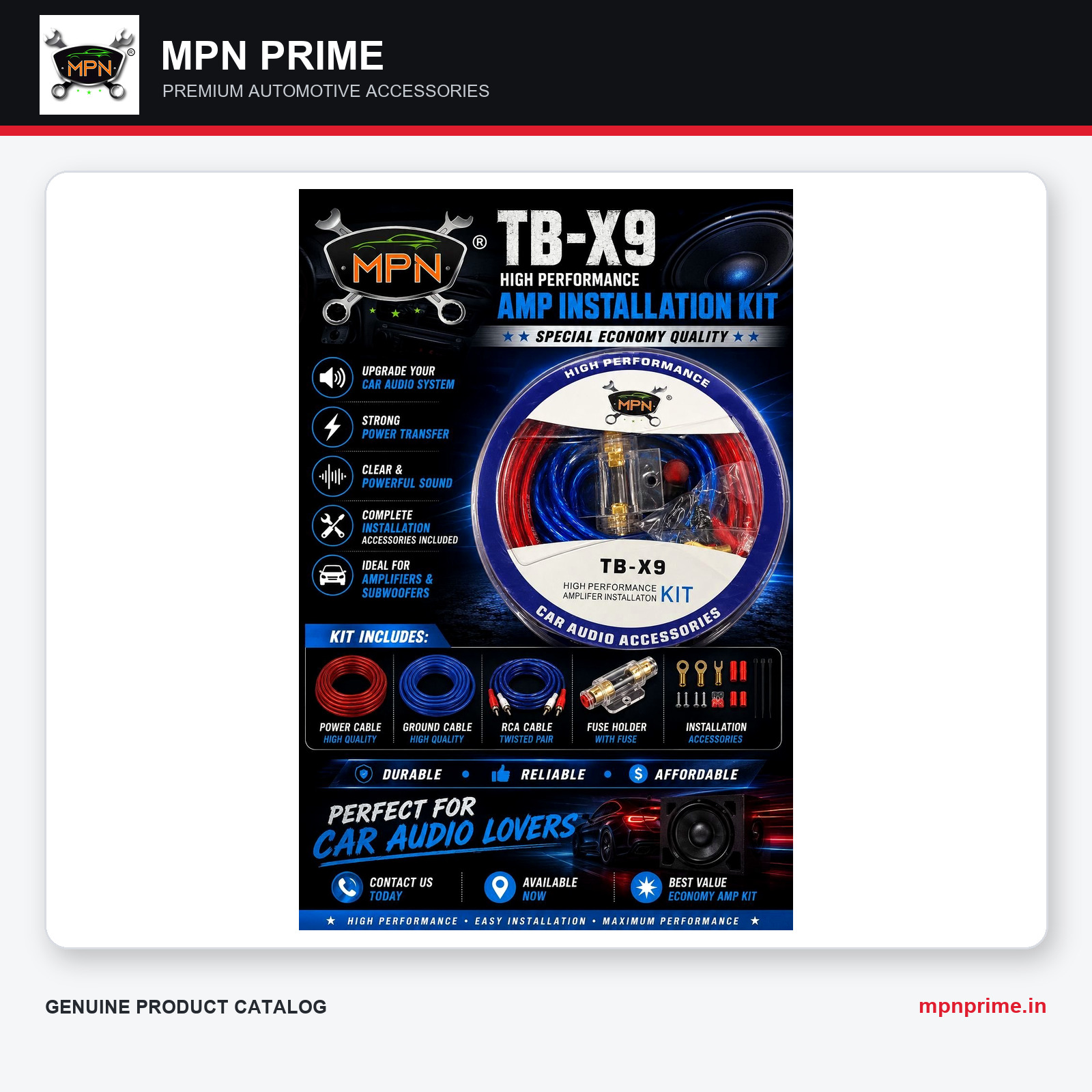 MPN TB-X9 High-Performance Amplifier Installation Kit photo 1